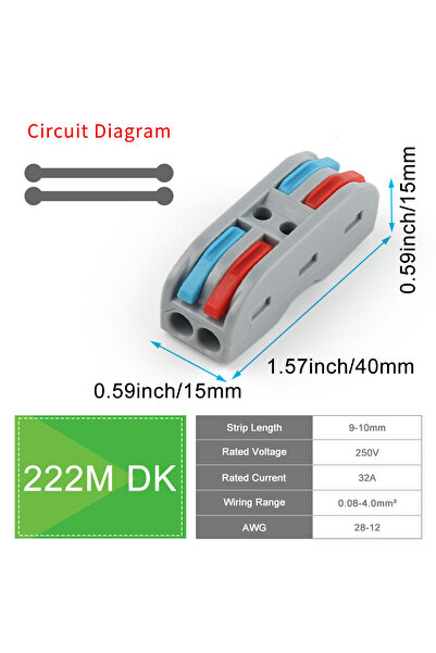 Choice6 50Pcs 222M-DK 10/50Pcs Mini Fast Wiring Cable Connectors Universal Pu...