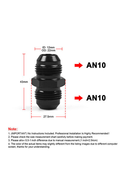 Choice3 AN10 TO AN10 AN Male Flare To AN Male Flare Union Coupler Fitting Bla...