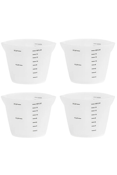 Choice4 4Pcs L 1/2/4Pcs Silicone Measuring Cup with Scale 250ml/500ml Transpa...