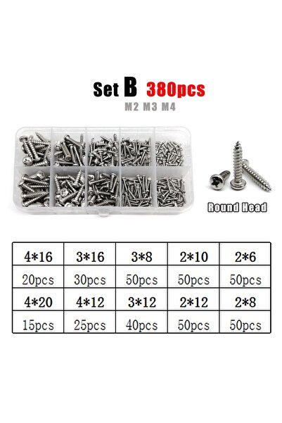 Choice1 set B 380pcs 1 Box M1.2 M1.4 M1.7 M2 M3 M4 Cross Phillips Round Pan H...