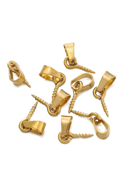 Choice 4 x 10mm Gold 20pcs Stainless Steel Screw Eye Pins Bail Top Drilled Be...