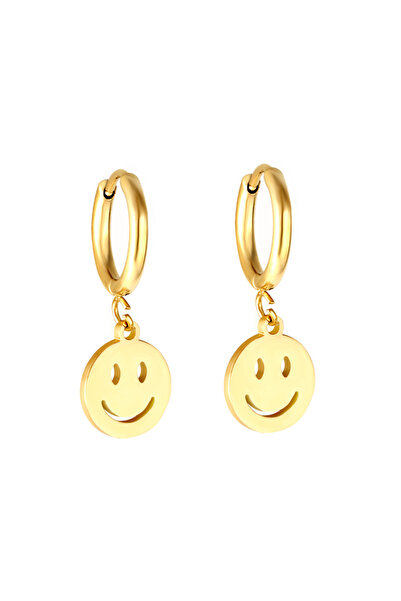 Choice 646G LUXUKISSKIDS Punk Smile Face Gold/Steel Color Drop Earrings Simpl...