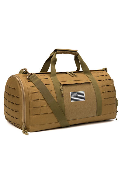 Choice Tan 40L Sport Gym Bag Tactical Travel Duffel Bag For Men Fitness Duffe...