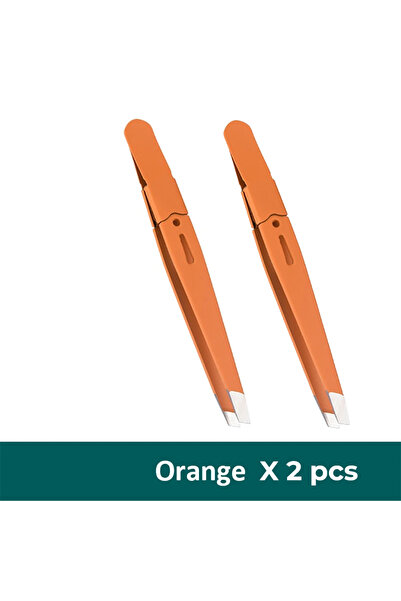 Choice14 Orange 2pcs Eyebrow Tweezer Colorful Hair Beauty Fine Hairs Puller S...