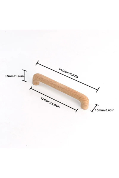 Choice3 1pc R-128mm Beech Wood Handles Kitchen Cabinet Handle Drawer Solid Wo...