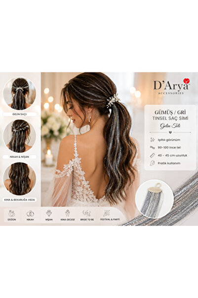 Darya D’Arya Silver Gray Sparkling Tinsel Hair Glitter Bridal Wire – Gray Sil...