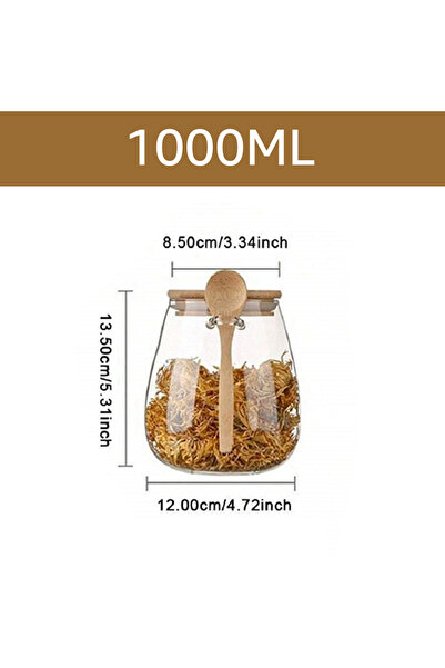 Choice 1000ml 34oz sealed glass jar with spoon and lid Clear jar Small food s...