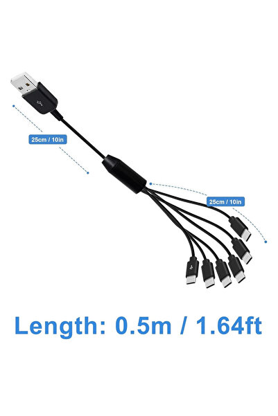 Choice 6in1-(Black)-50cm 6 in 1 USB C Splitter Cable Multi USB C Cable Type C...