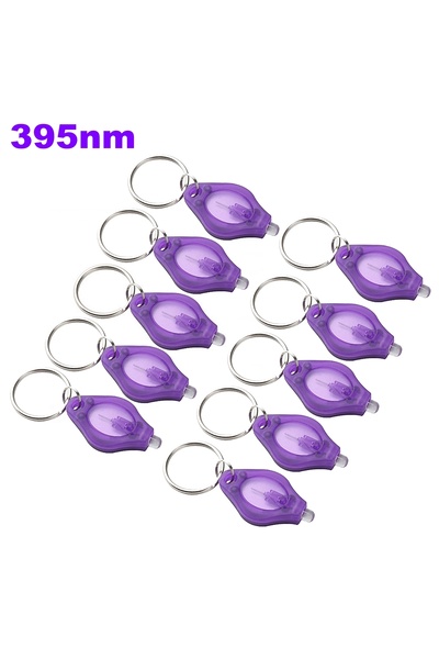 Choice CR2016 PURPLE 395nm 10pc UV 365/395nm UV Keychain Light for Money Ore ...