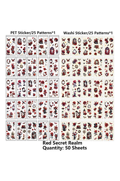 Choice1 Red Secret Realm 50 Sheets Vintage Rose Butterfly Scrapbooking Coil S...