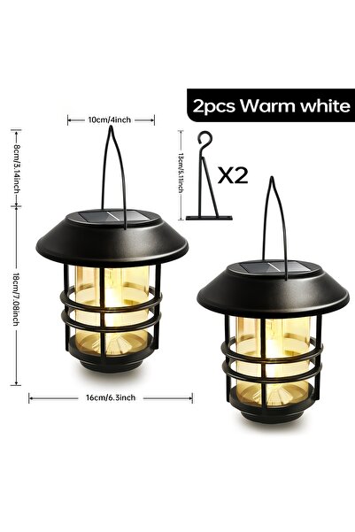 Choice3 2pcs warm white 1pcs Solar Hanging Lantern Outdoor Flickering Flames ...