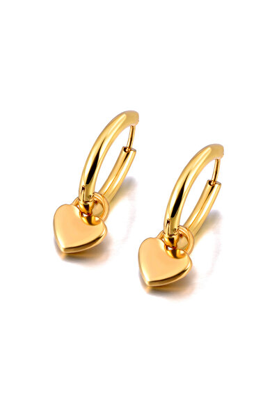 Choice E23223G Lokaer Stainless Steel Love Heart Hoop Earrings For Women 18K ...