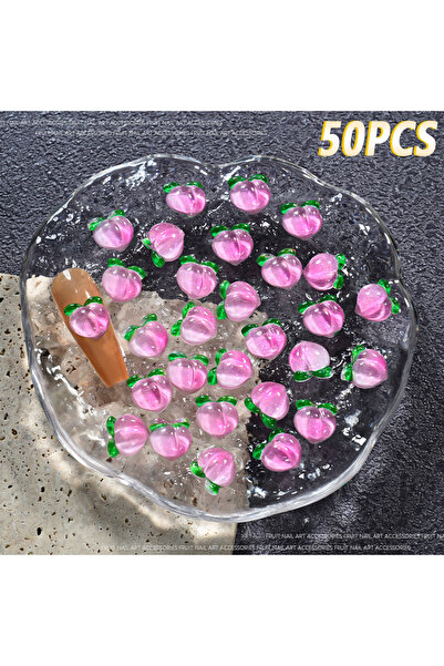 Choice 50pcs peach 50Pcs Mix Resin Summer Fruit Nail Art Charms Cute 3D Cherr...