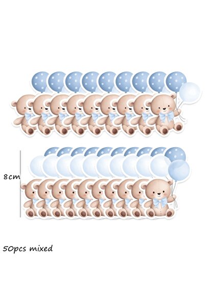 choice2 blue AB sticker 50pcs Balloon Bear Stickers Paper Hanging Labels for ...