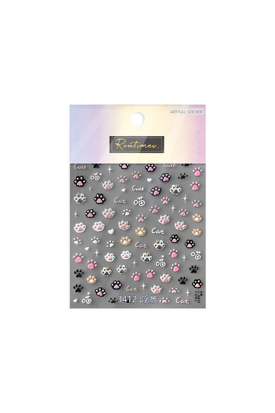 Choice 1pcs to3412-1 1pcs Cute Cat Claw 3D Jelly Relief Nail Stickers 3D Adhe...