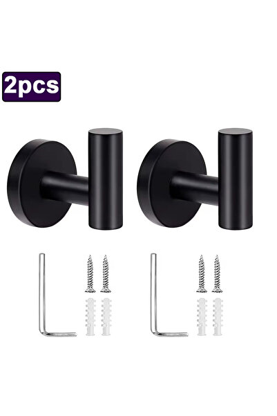Choice Black-2pcs Stainless Steel Wall Hooks with Screws Door Key Clothes Coa...