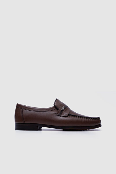 TOGO Erkek Kahverengi Hakiki Deri Kösele Taban Rok Loafer Ayakkabı [TG052277]