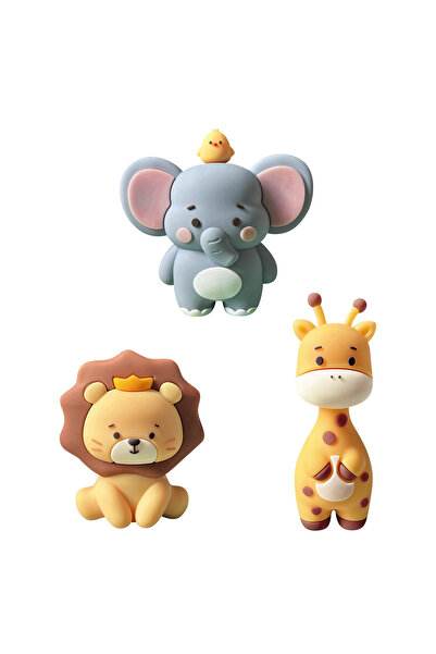 Choice1 3pcs 3pcs Safari Cake Topper Wild Animals-Lion Elephant Giraffe Cake ...