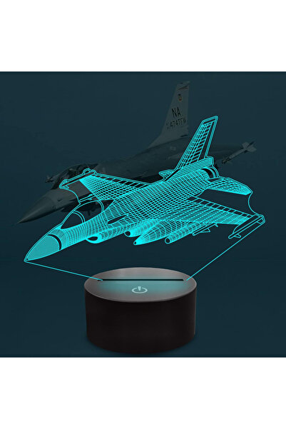 Choice Blue 7 Color Black base 3D Visual Airplane Night Light Aircraft LED De...