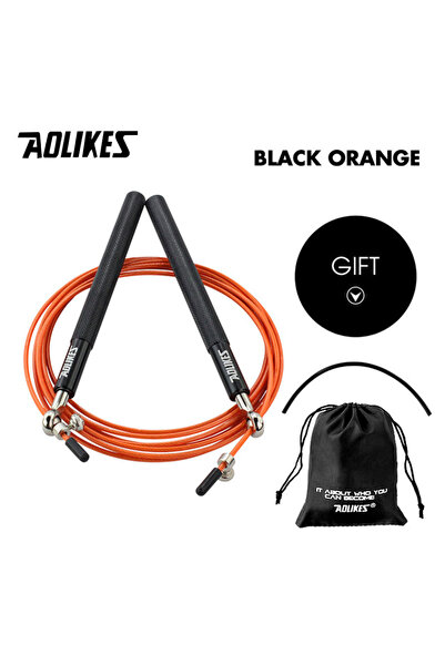 Aolikes 3202--Black orange Crossfit Jump Rope Professional Speed Bearing Skip...
