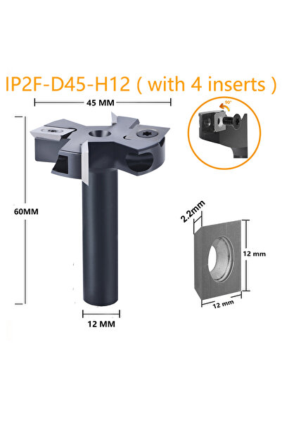 Choice IP2F-D45-H12 مثقاب مسطح خشبي ثنائي المزامير من Dreanique، قطر القطع 38...