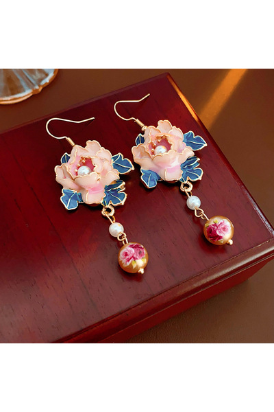 Choice HE22061-1 Vintage Dripping Flower Pearl Ear Hooks Vintage Superior Sen...