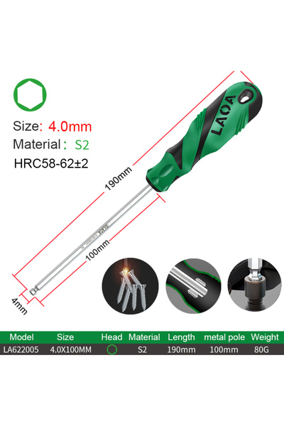 Choice LA622005 LAOA 1pc Hex head Screwdriver S2 Precision Hexagon Screwdrive...