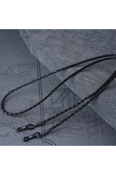 Choice black 1pc Women Men Glasses Leather Rope Chain Woven Glasses Lace Up O...