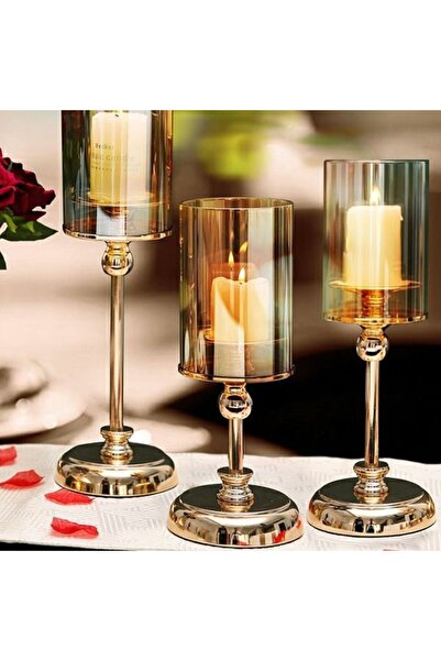 Choice 1Pc L Golden 1pc Golden Glass Candle Holders for Pillar Candle Candles...