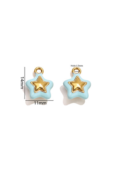 Choice4 Z3219G2 2pcs Stainless Steel Enamel Star Charms For Jewelry Making Go...