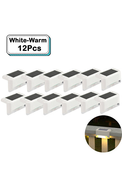 Choice41 Whtie-Warm 12 Pcs Outdoor Solar Step Lights Warm White LED Waterproo...