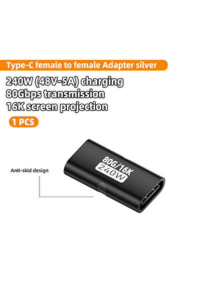 Choice3 1x C-MM-16K-8K-HS USB C Female to Female Adapter PD 240W 80Gbps 16K 6...
