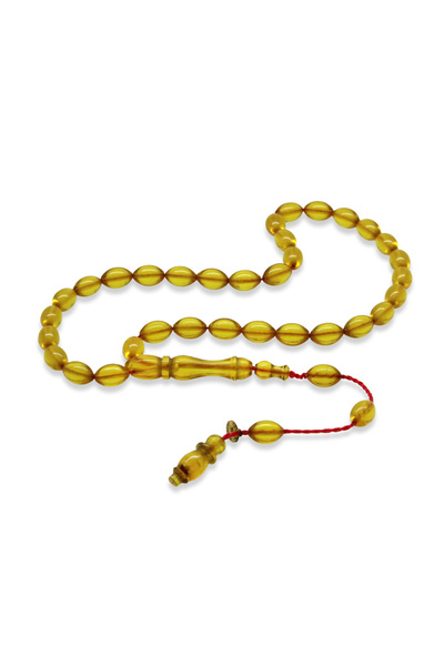 Tesbihane Systematic Cut Barley Mini Size Yellow Fire Amber Prayer Beads