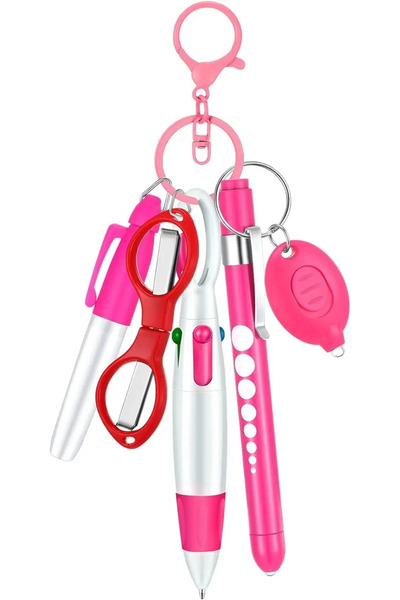 Choice1 Pink 6in1 Multifunction Retractable Ball Pen Set Flashlight Foldable ...