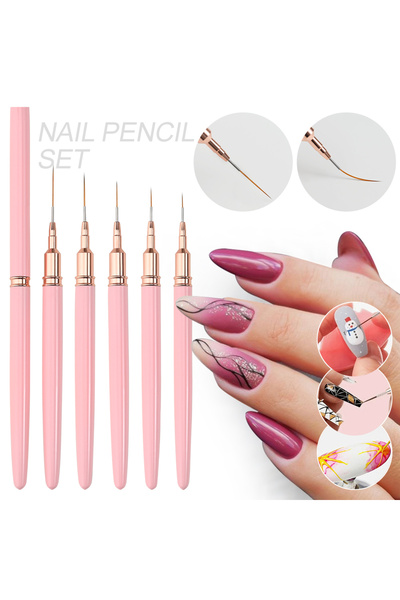 Choice TB049 7/10/12/15/20m Pink French Nail Art Liner Painting Brush 5Pcs/se...