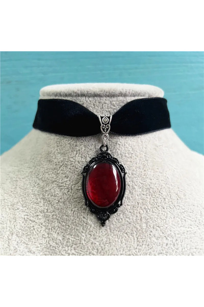Choice YA3033-1 Gothic Vampire Cameo Pendant Choker Velvet Necklace for Women...