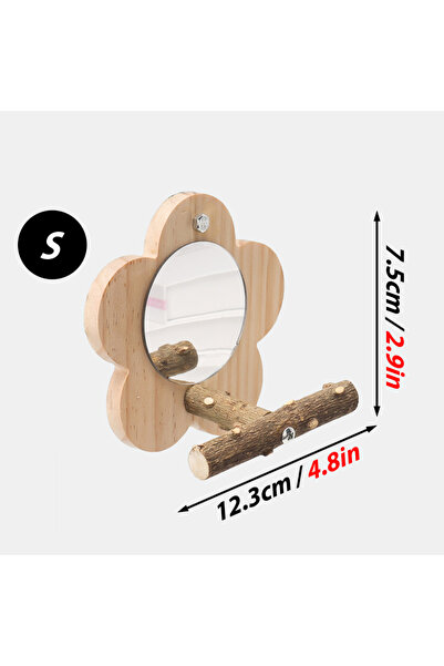 Choice1 S 12.3x7.5cm Wooden Bird Perch Natural Wood Bird Perch Stand with Mir...