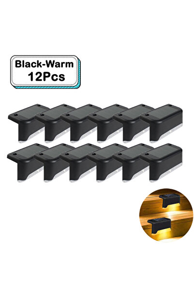 Choice27 Black-Warm 12 Pcs Outdoor Solar Step Lights Warm White LED Waterproo...