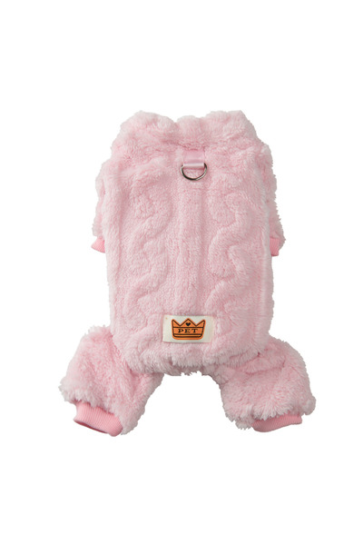 Choice M Pink Soft Dog Clothes For Winter Warm Puppy Jumpsuit With D-ring Fla...