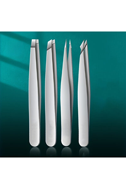choice2 Silvery Ouriner Eyebrow Tweezers Set 4 Pcs Stainless Steel Eyebrow Fo...