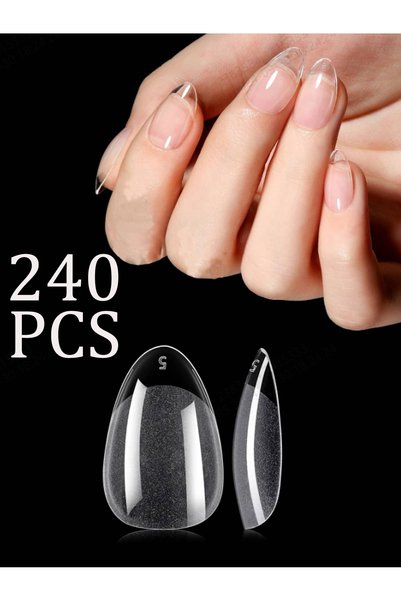 Choice black ARTAUG 240PCS Short Press On Nails Square White Gel Lucency Fake...