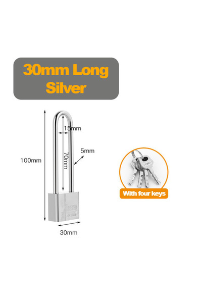Choice10 Silver 30mm long Thickened and Long Padlock, Various Cabinet Door Lo...