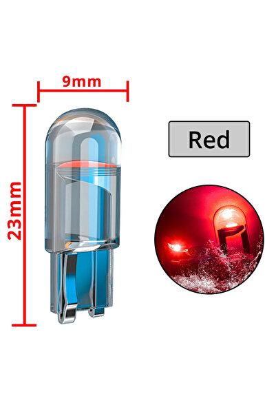 Choice 4pcs Red 2/4 W5W 194 T10 Glass Housing Cob LED Home Bulb 6000K Wedge L...