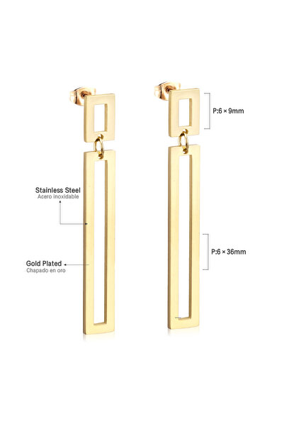 Choice 150G LUXUSTEEL Fashion Stainless Steel Earrings Geometric Rectangle Ex...