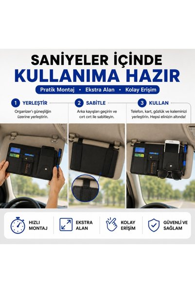Polham Multifunctional Car Sun Visor Wallet Organizer – Organizer with Compartments for Phone, Cards, Glasses, and Pen