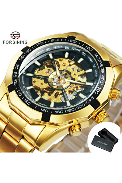 Choice4 AUTOMATIC GD BLK WINNER Classic Skeleton Watch for Men Luminous Hands...
