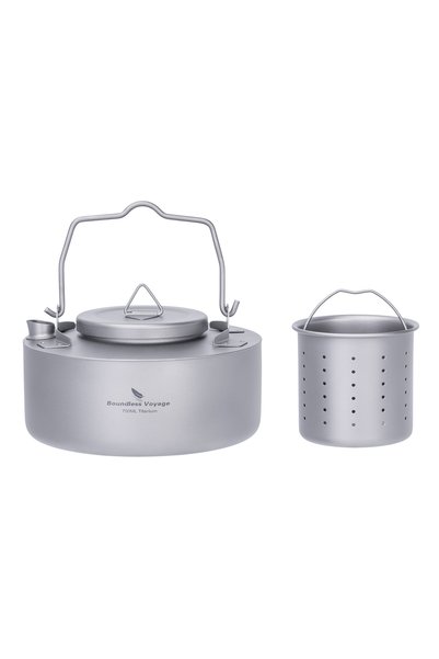 Choice Ti3104D Boundless Voyage Camping إبريق شاي من التيتانيوم بمقبض قابل لل...