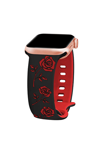 Choice 38-40-41-42mm S10 Black red Elegant and lovely roses For Watch Band 46...