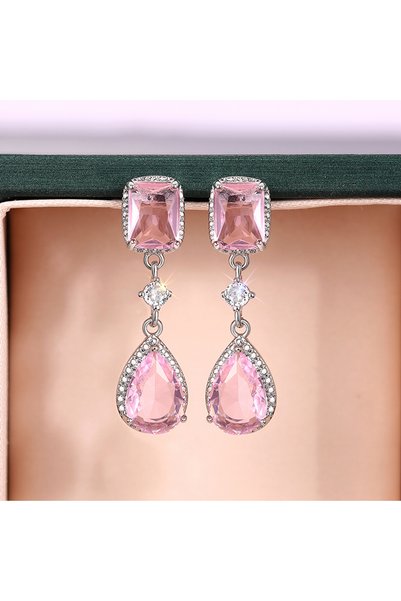 Choice E3038 Huitan Fresh Pink/Yellow Cubic Zirconia Dangle Earrings for Wome...