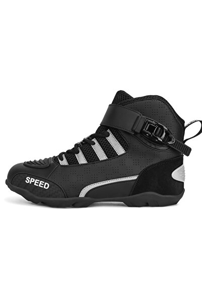 Choice 42 black and white 2024 New Motorcycle Boots Men Leather Motos Breatha...